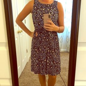 Purple and Black Print Loft Dress